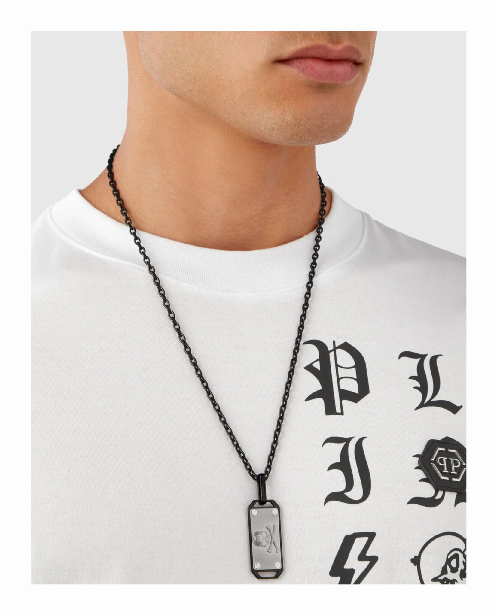 $kull Bones Cable Chain Necklace