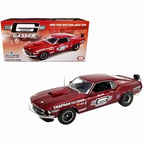 Acme 1/18 Diecast Model Car - 1969 Ford Mustang BOSS 429 Gasser Dark Red Metallic