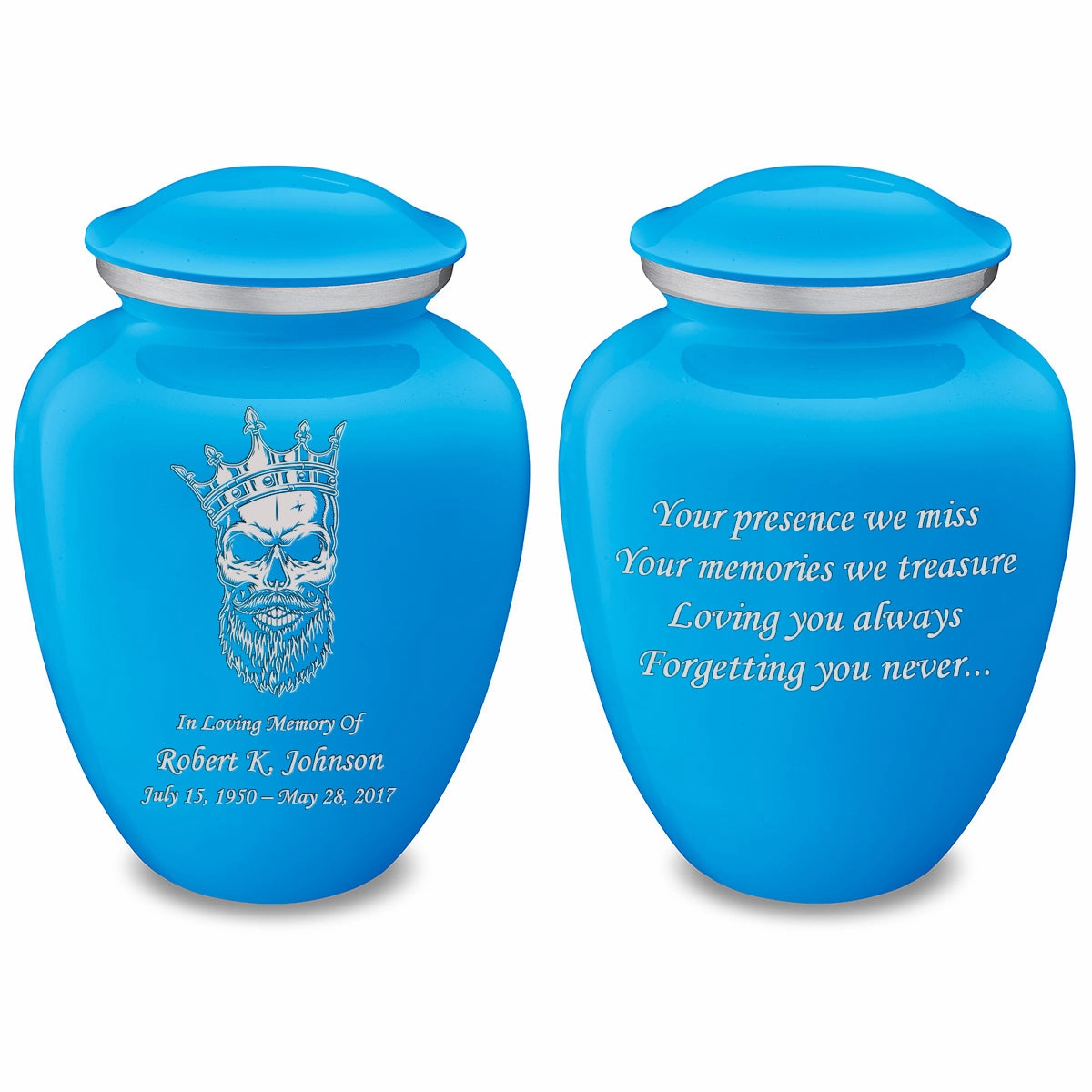 Adult Embrace Racing Blue Skull Cremation Urn