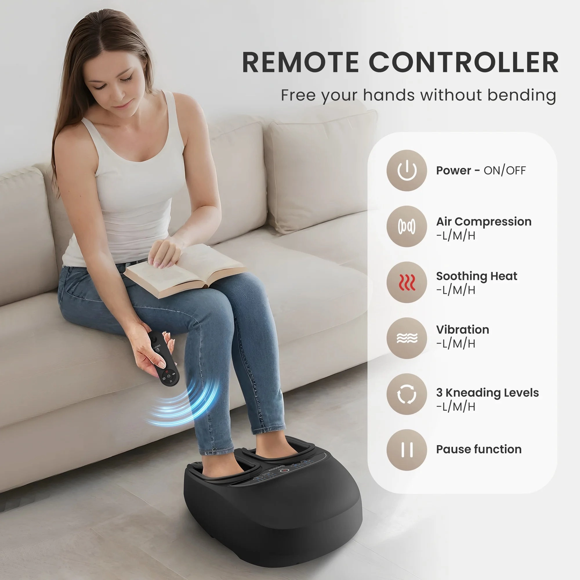 Comfier CF-53WM10 Foot Massager with Heat, Up to Size: 13, Black