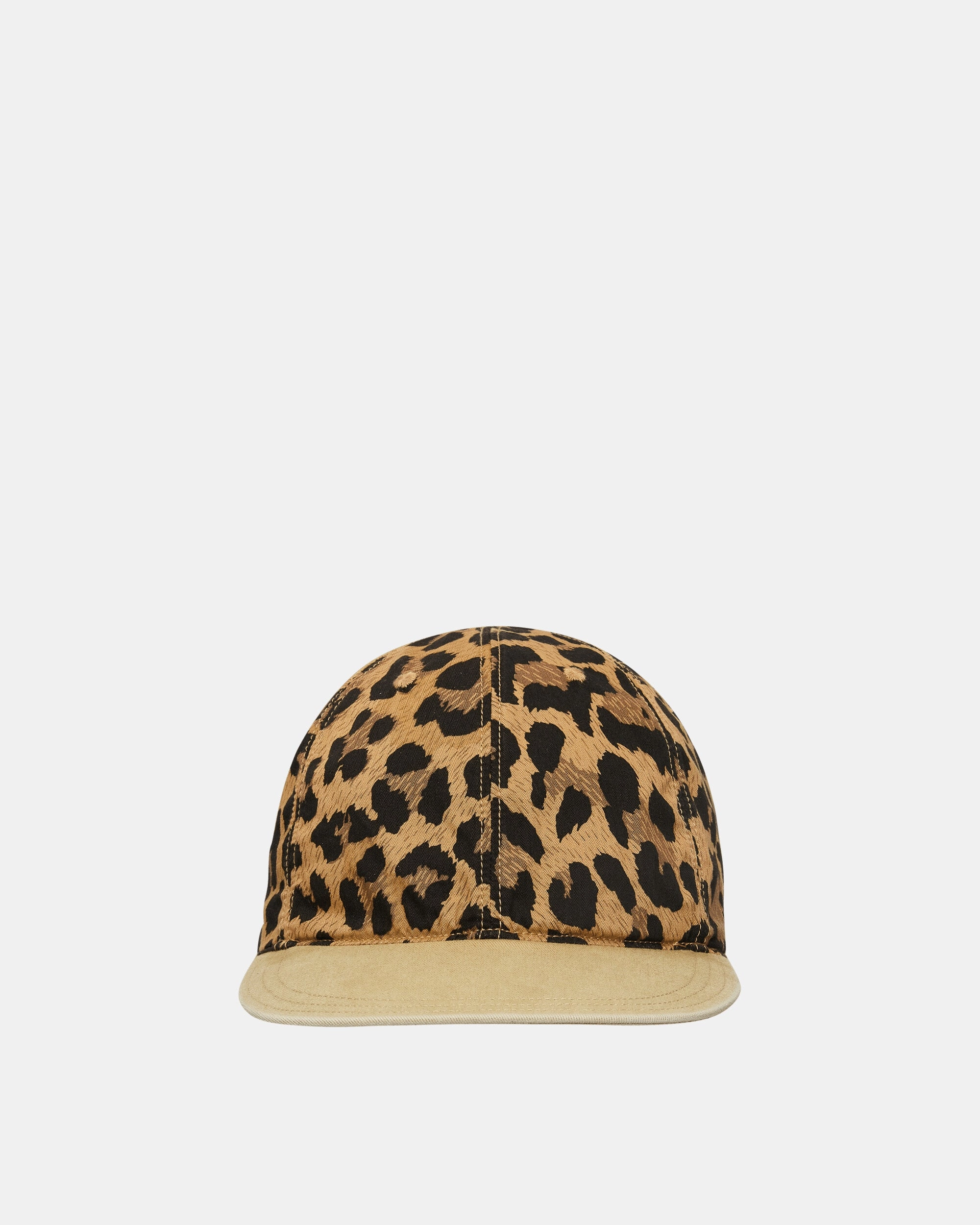 Cotton Herringbone Leopard Baseball Cap Brown