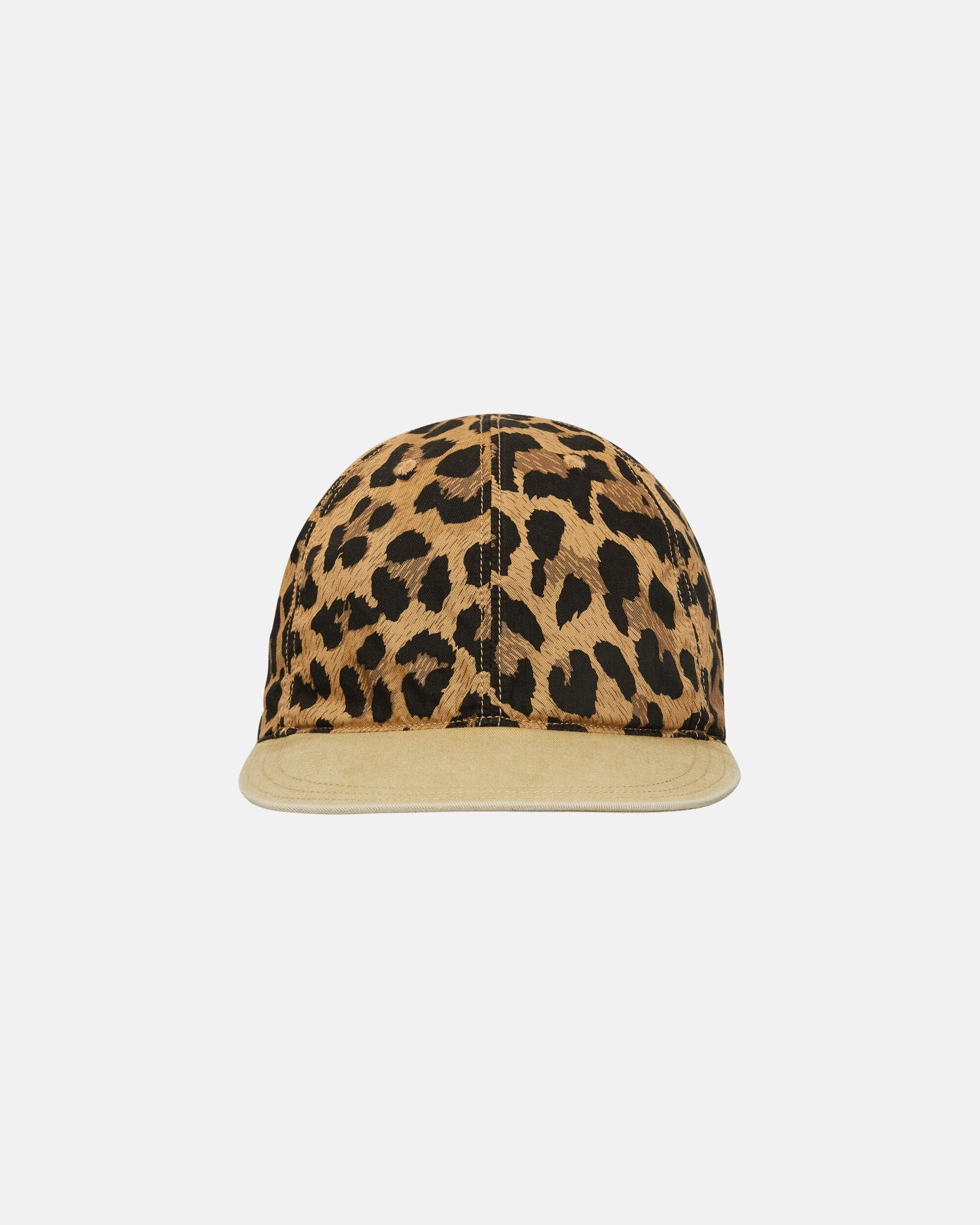 Cotton Herringbone Leopard Baseball Cap Brown