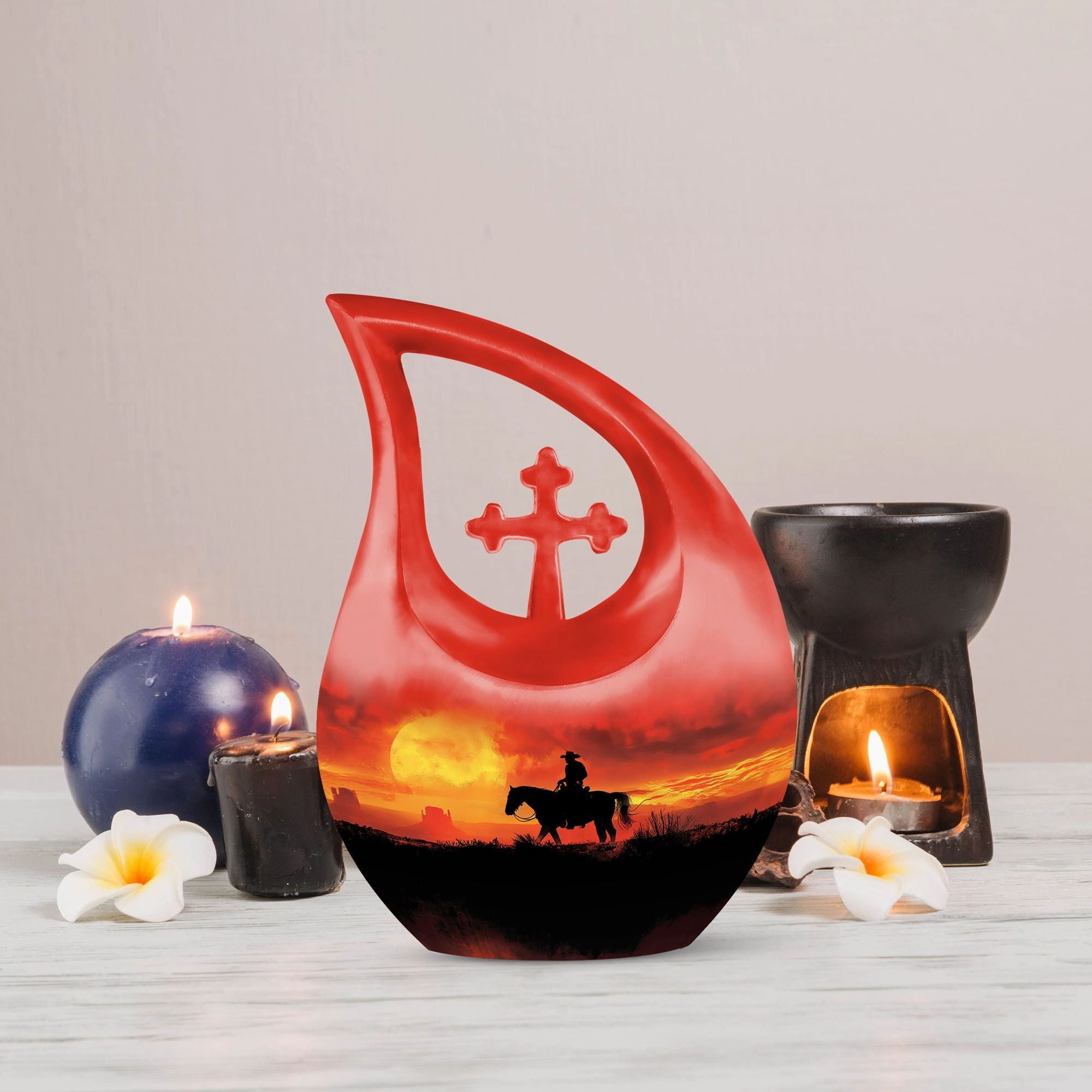 Cowboy Saga: Memorial Urn for Heartfelt Ashes Preservation