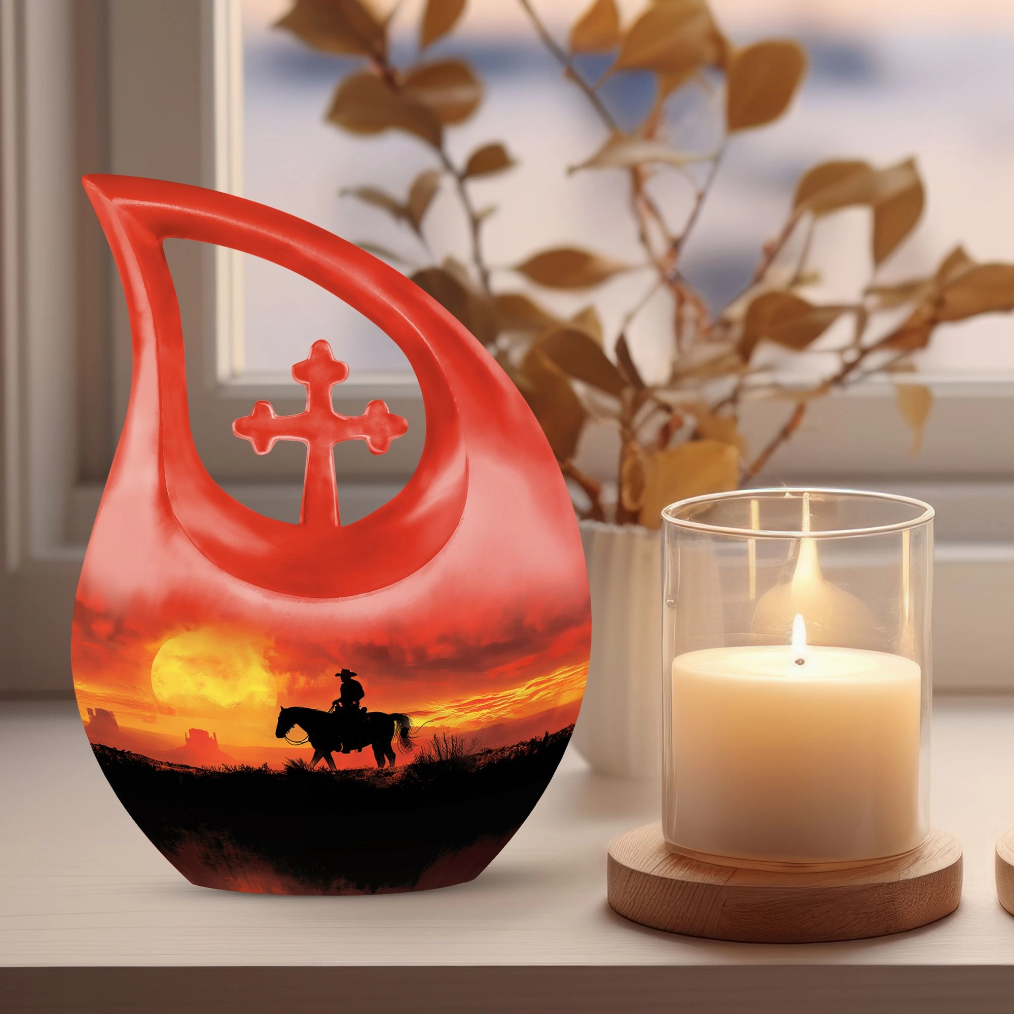 Cowboy Saga: Memorial Urn for Heartfelt Ashes Preservation