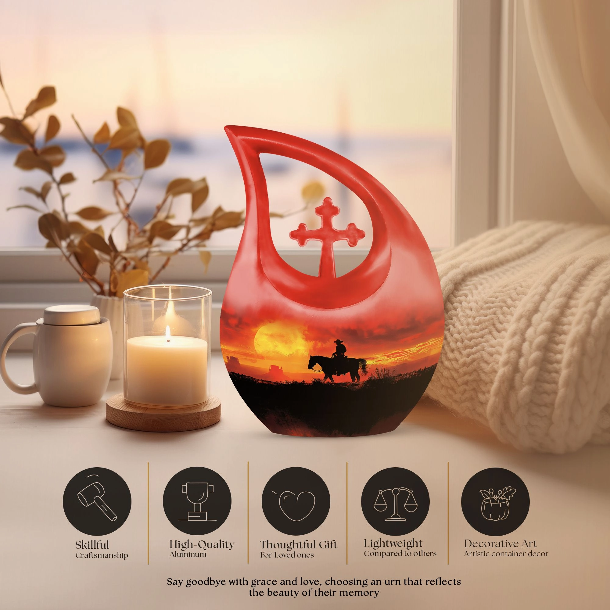 Cowboy Saga: Memorial Urn for Heartfelt Ashes Preservation