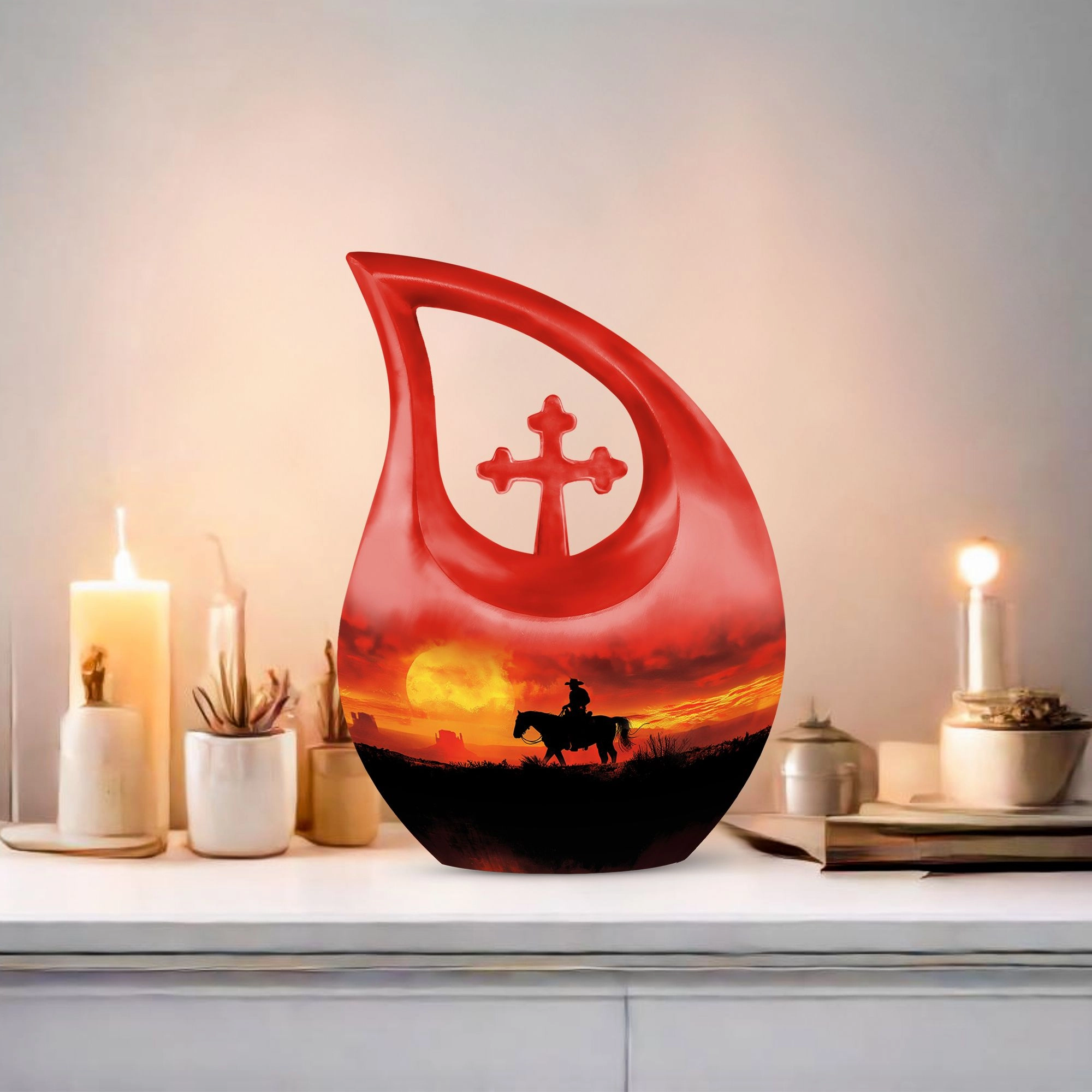 Cowboy Saga: Memorial Urn for Heartfelt Ashes Preservation