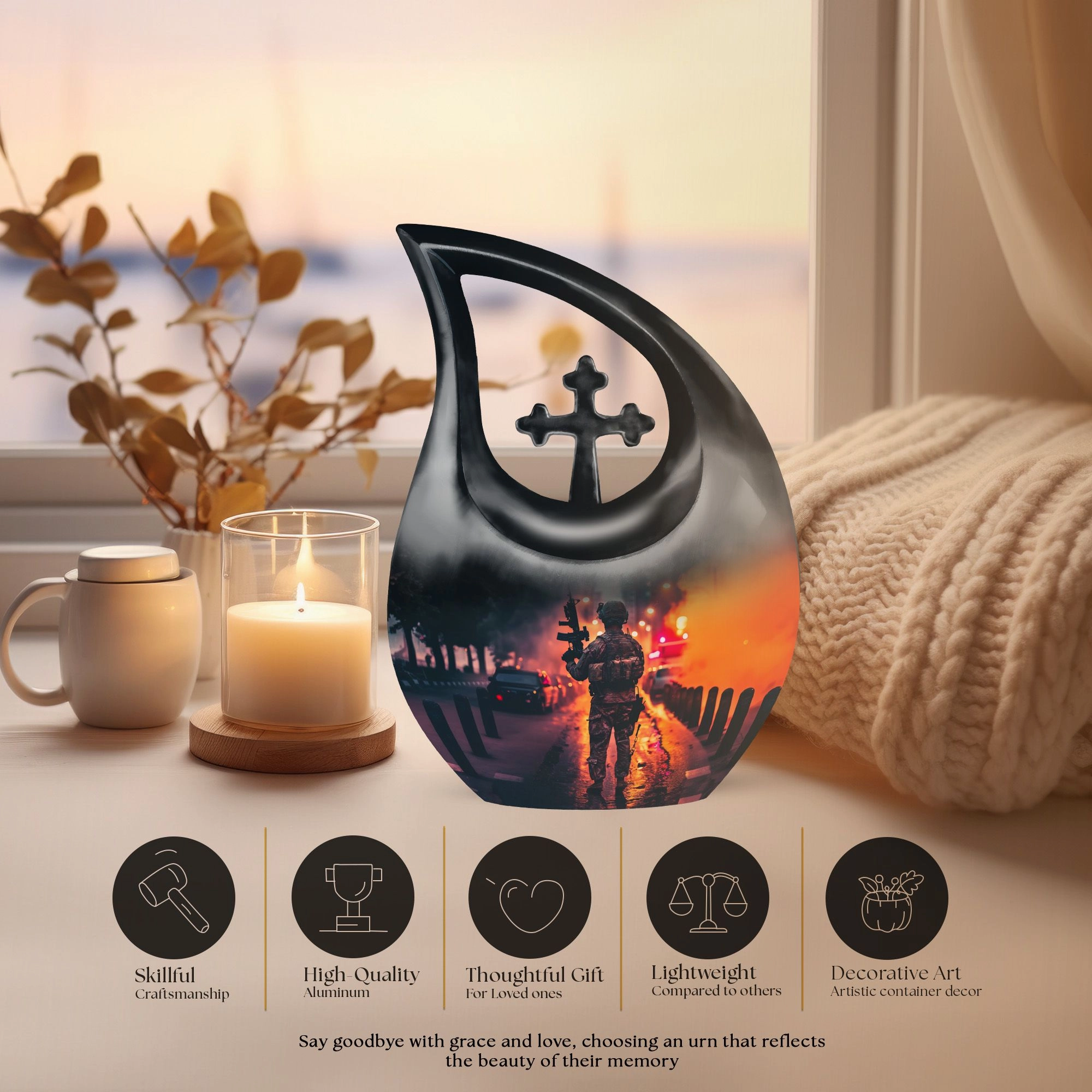 Cross-Drop Military Memorial Urn: Affordable Honoring Solution