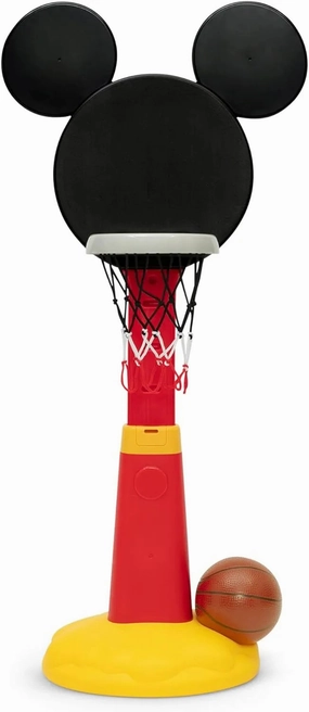 Disney Mickey Mouse Plastic Basketball Set - Includes Basketball Hoop, 1 Basketball and Ball Pump, Red/Black