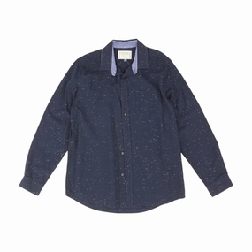 Navy Polka Dot Long Sleeve Button Down