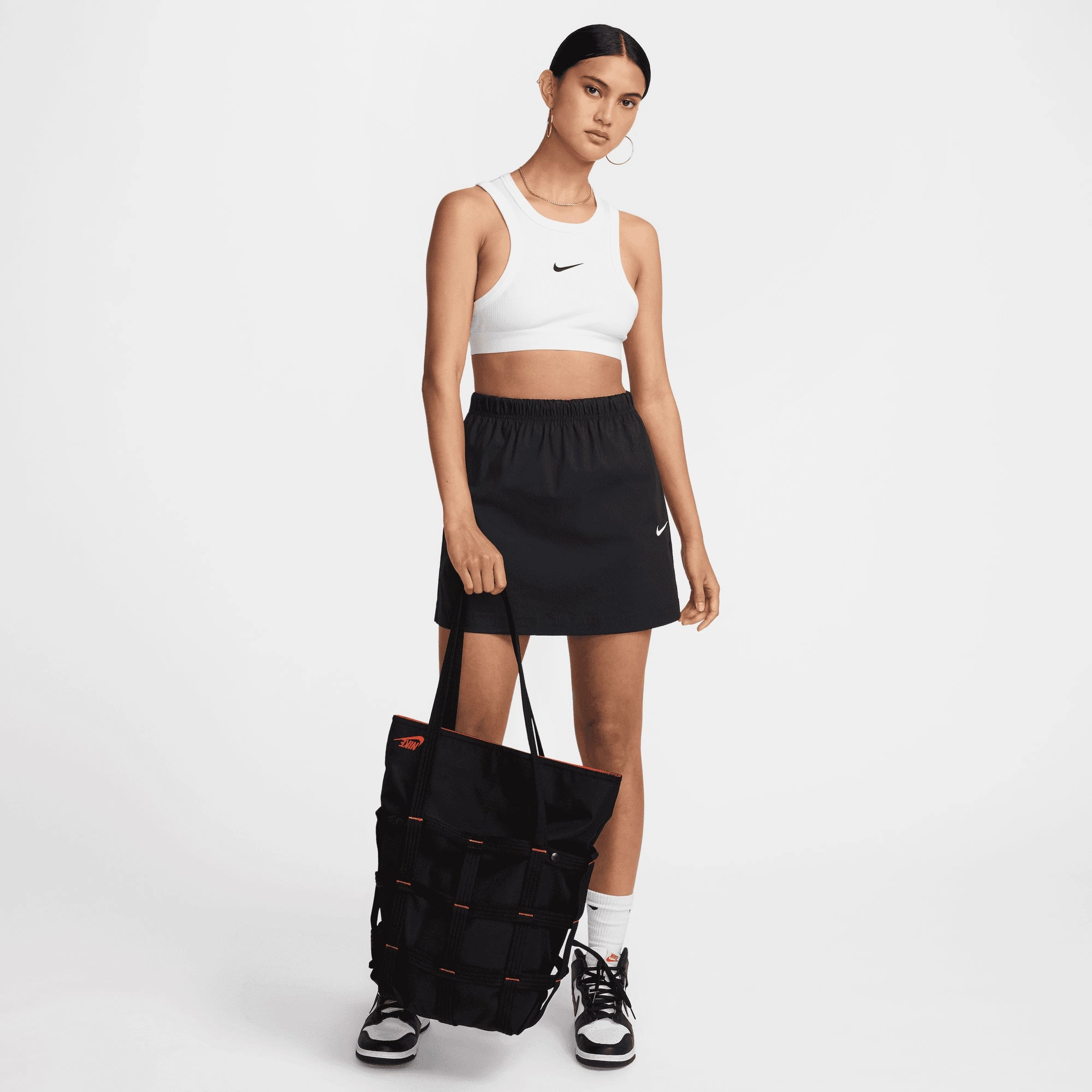 NIKE | SPORTSWEAR CARGO TOTE (12L) { BLACK/BLACK/ORANGE