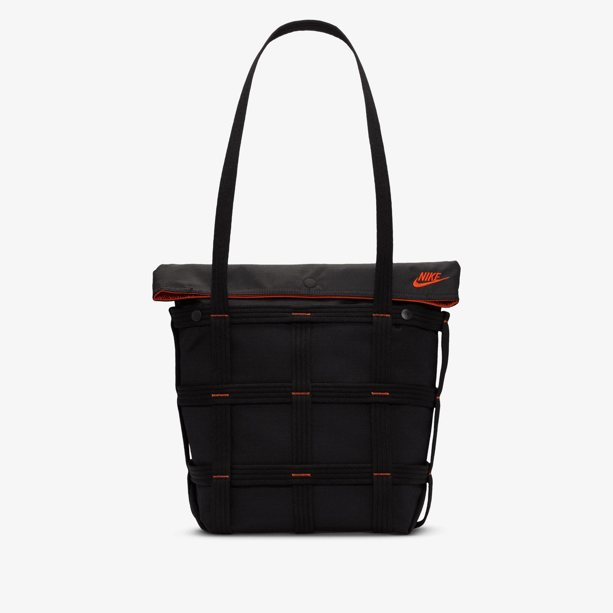 NIKE | SPORTSWEAR CARGO TOTE (12L) { BLACK/BLACK/ORANGE