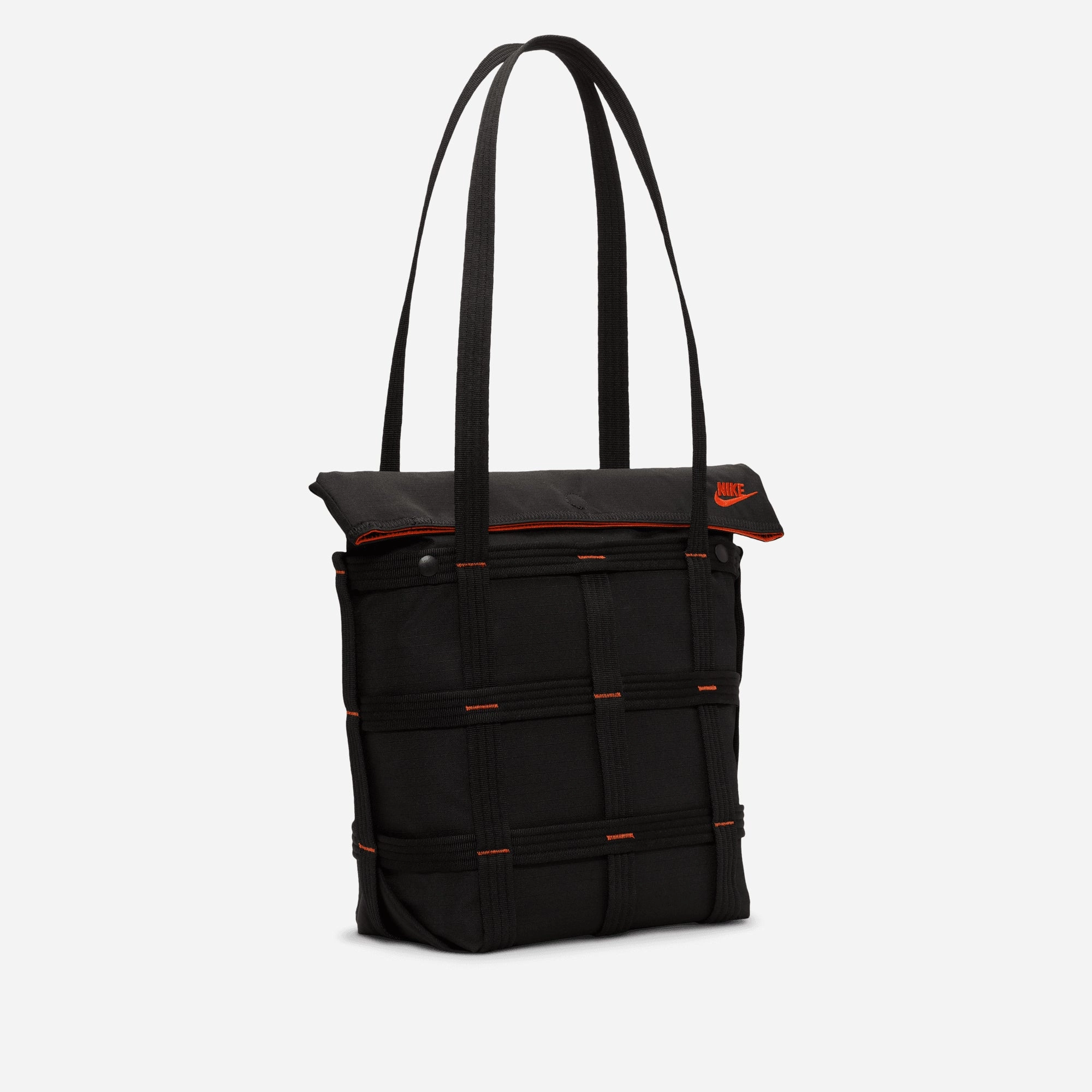 NIKE | SPORTSWEAR CARGO TOTE (12L) { BLACK/BLACK/ORANGE