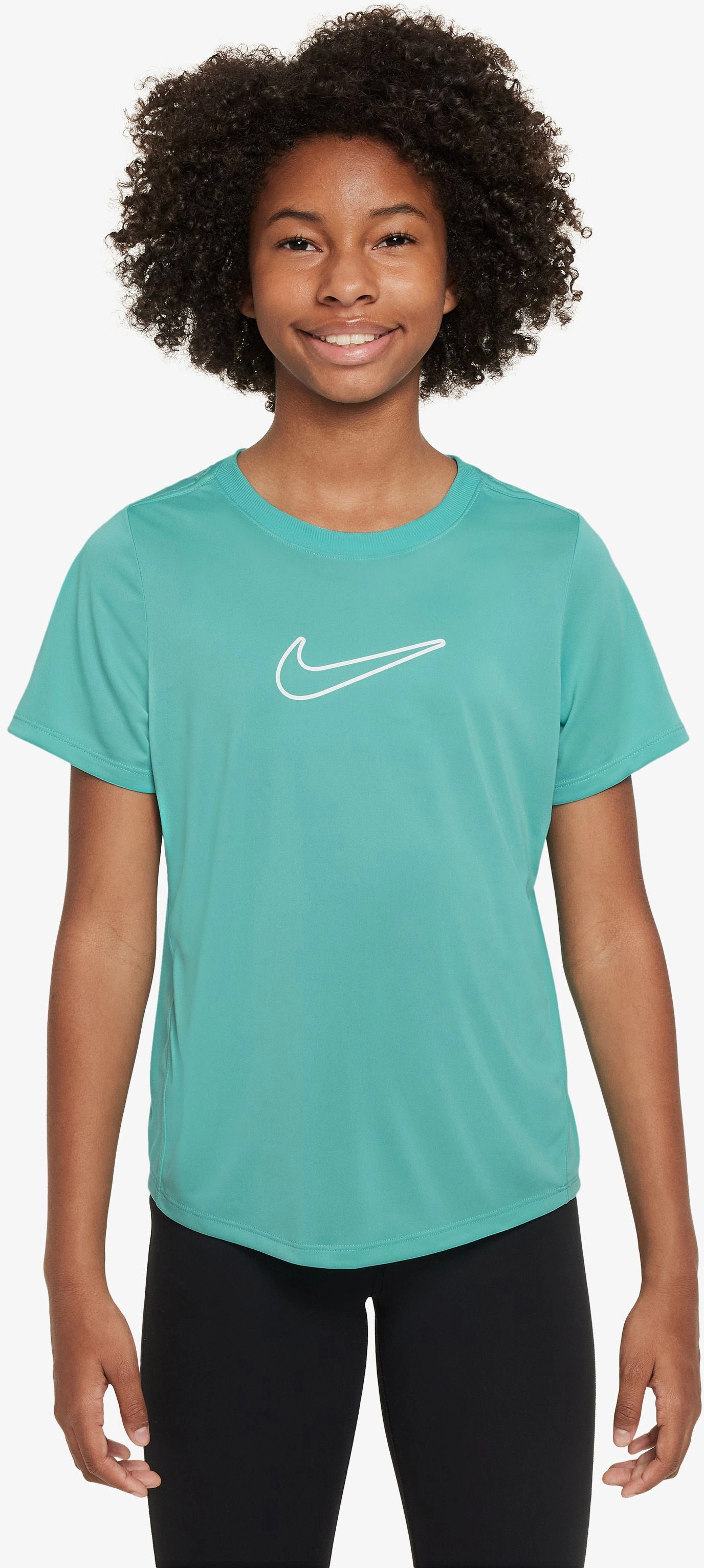 Nike One Fitted Big Kids Girls Dri-Fit Short Sleeve Top