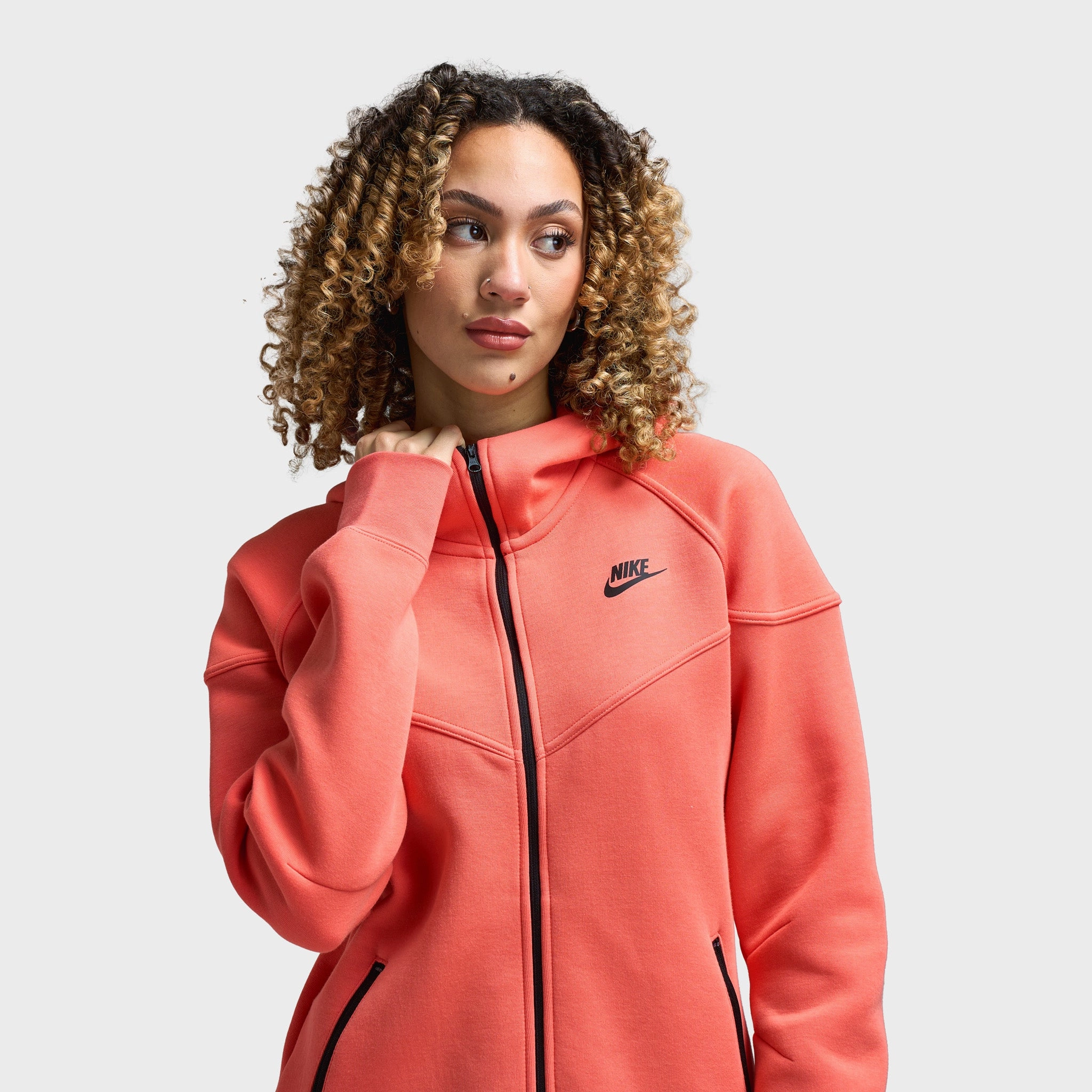 Nike Sportswear Women's Tech Fleece Full Zip Windrunner Hoodie Magic Ember / Black