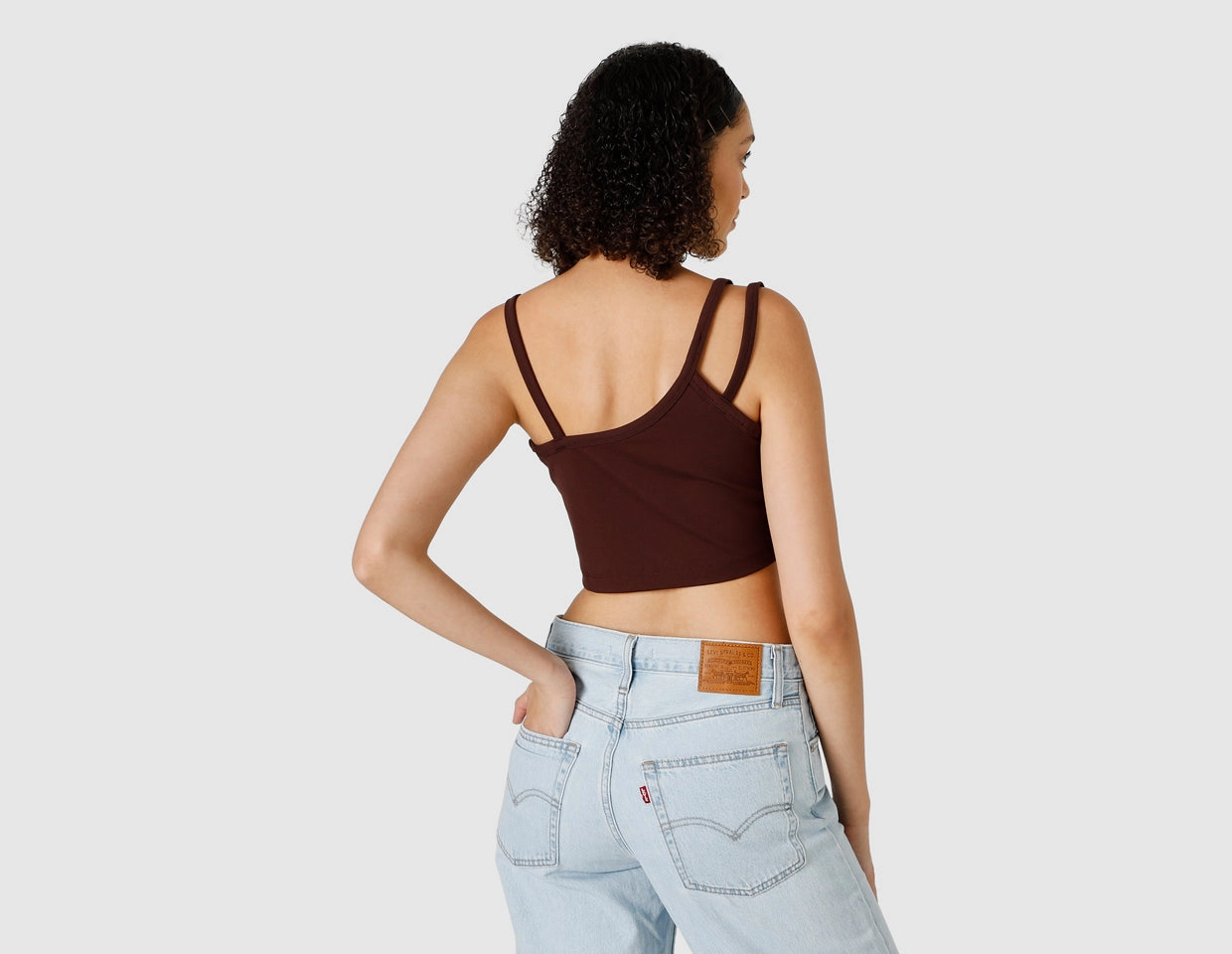 Nike Women's Sportswear Everyday Modern Asymmetric Crop Tank Earth / Plum Eclipse