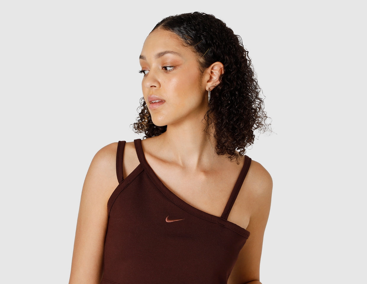 Nike Women's Sportswear Everyday Modern Asymmetric Crop Tank Earth / Plum Eclipse