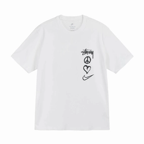 NIKE X STUSSY PEACE LOVE SWOOSH WHITE TEE