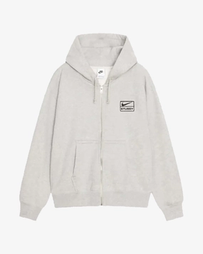 NIKE X STUSSY SS24 FLEECE GREY HEATHER FULL ZIP HOODIE