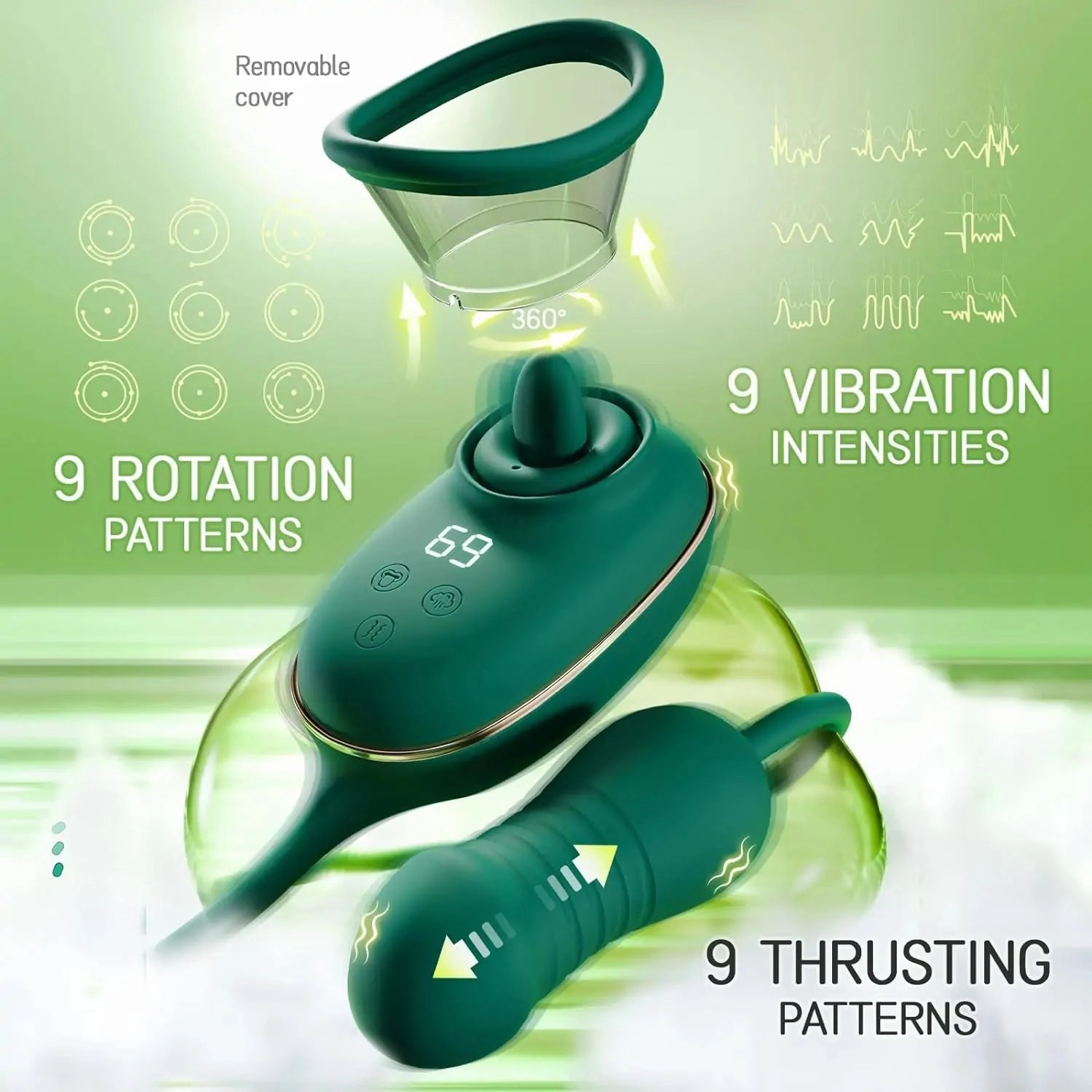 OpulaLuxe - Clit Sucking Toy Vibrator with Vibrating Licking Tongue & Thrusting Vibrator