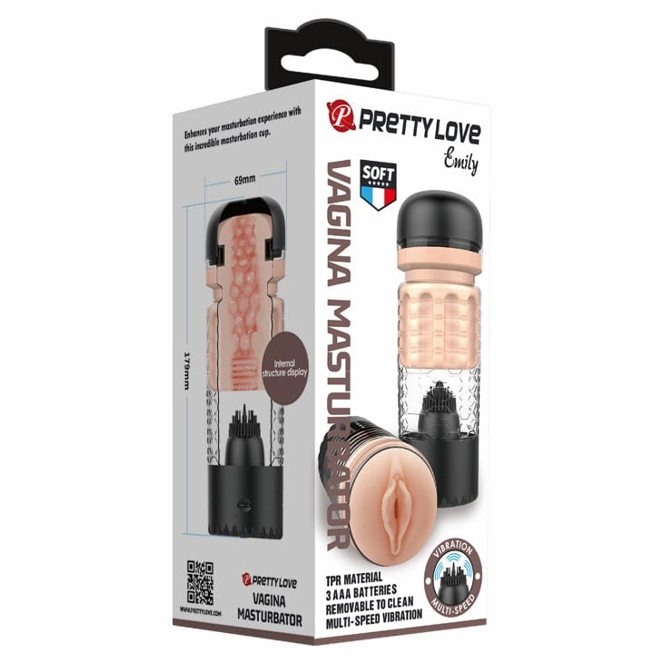 Pretty Love - Emily Vibrating Licking Masturbator (Beige)