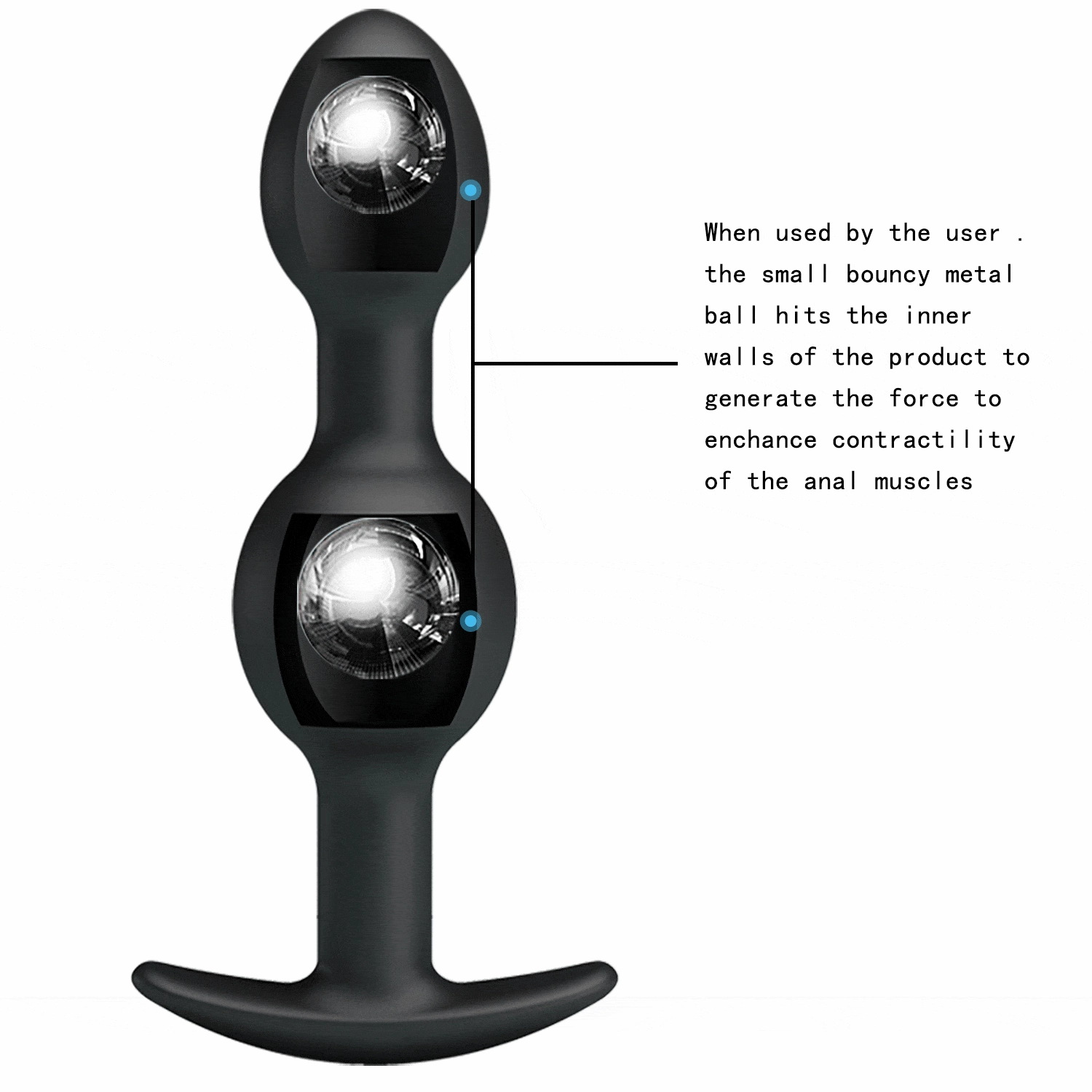 Pretty Love - Heavy Balls Silicone Butt Plug (Black)