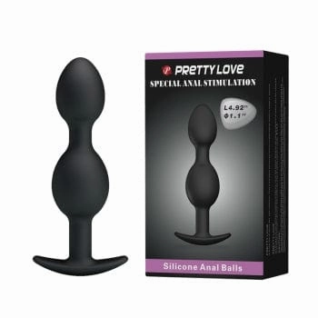 Pretty Love - Heavy Balls Silicone Butt Plug (Black)