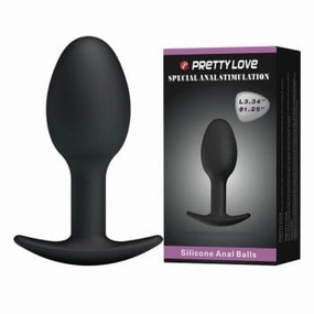 Pretty Love - Heavy Balls Silicone Butt Plug (Black)