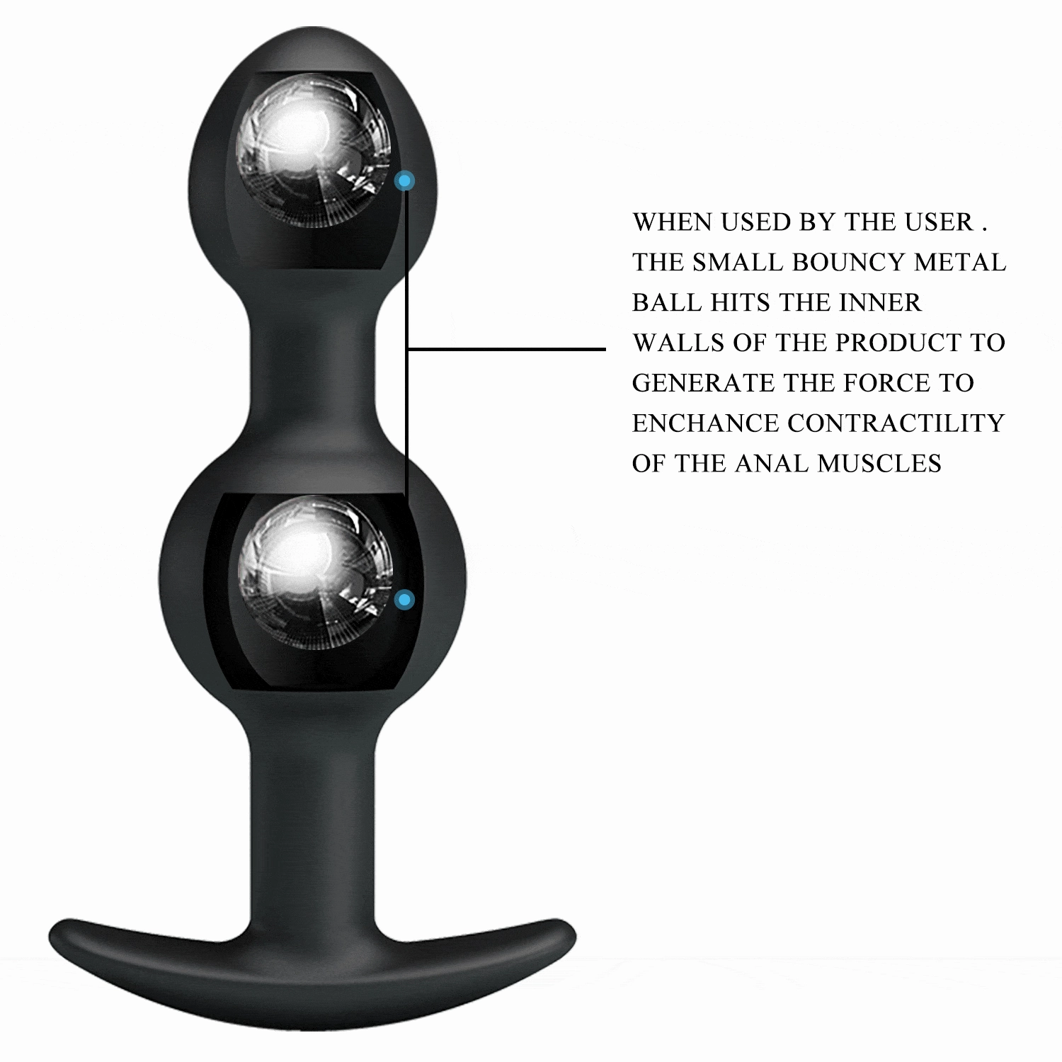 Pretty Love - Heavy Balls Silicone Butt Plug (Black)