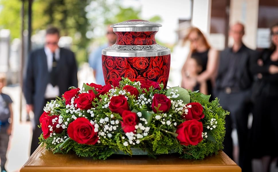 Red Roses Cremation Urn for Human Ashes – A Loving Tribute for an Adult Female – Memorial Urn for Mother, Daughter, Sister, or Wife – A Place for Her Memory to Bloom Every Day