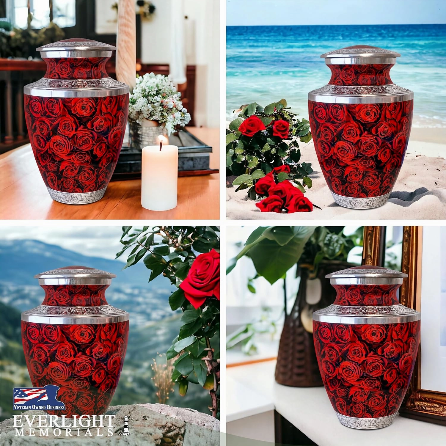 Red Roses Cremation Urn for Human Ashes – A Loving Tribute for an Adult Female – Memorial Urn for Mother, Daughter, Sister, or Wife – A Place for Her Memory to Bloom Every Day