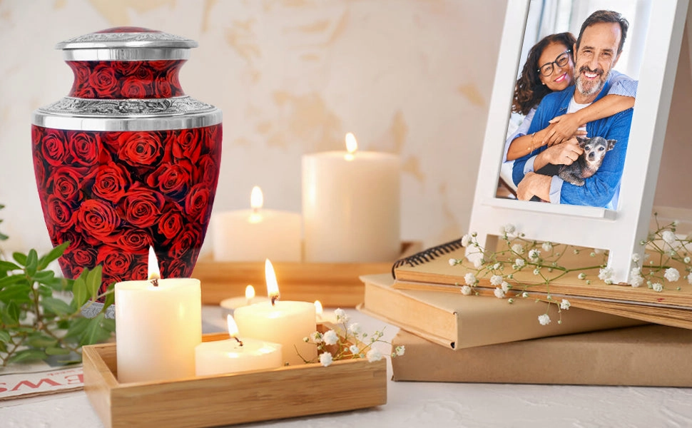 Red Roses Cremation Urn for Human Ashes – A Loving Tribute for an Adult Female – Memorial Urn for Mother, Daughter, Sister, or Wife – A Place for Her Memory to Bloom Every Day