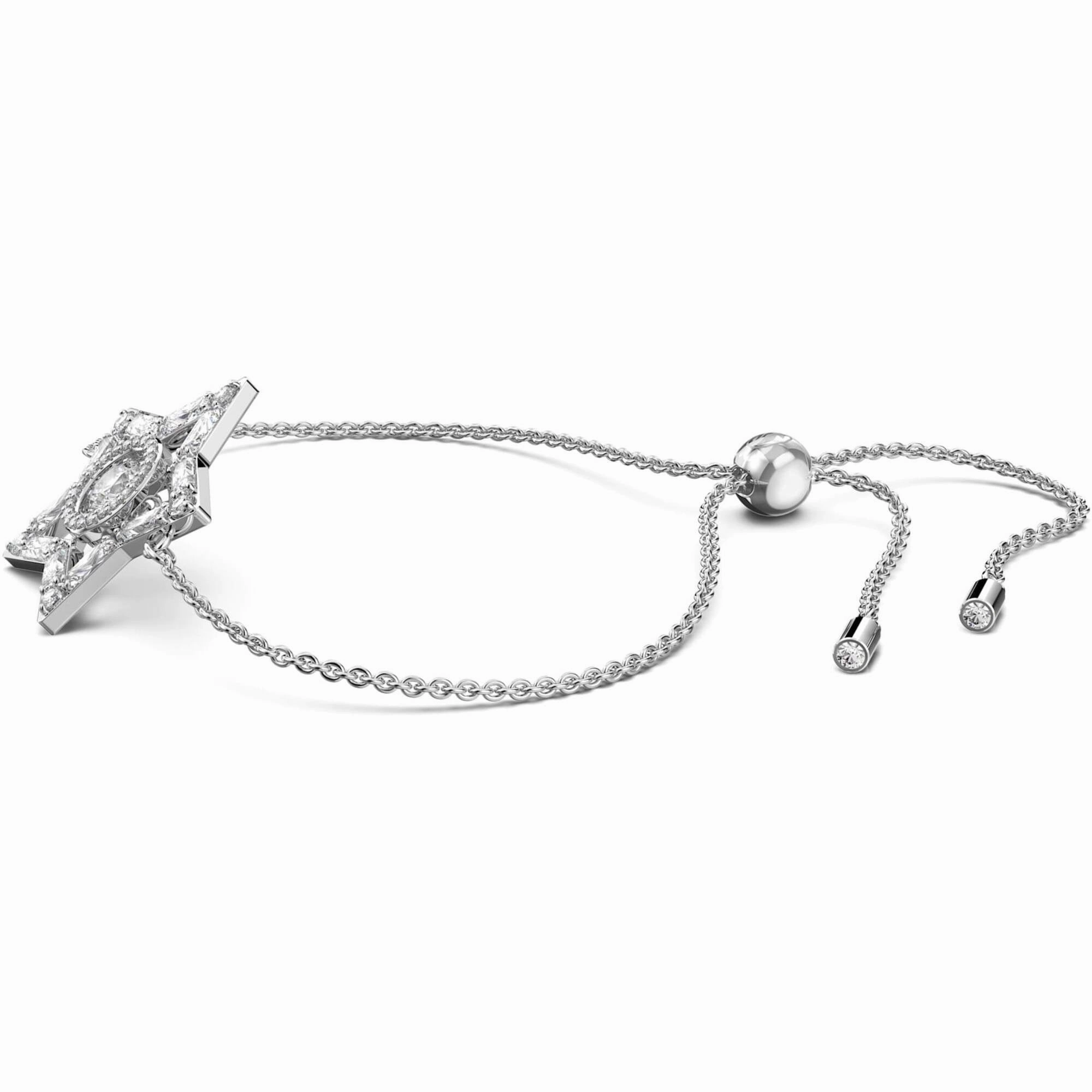 Swarovski Women's Bracelet - Stella Rhodium Plated White Crystals Star | 5617881