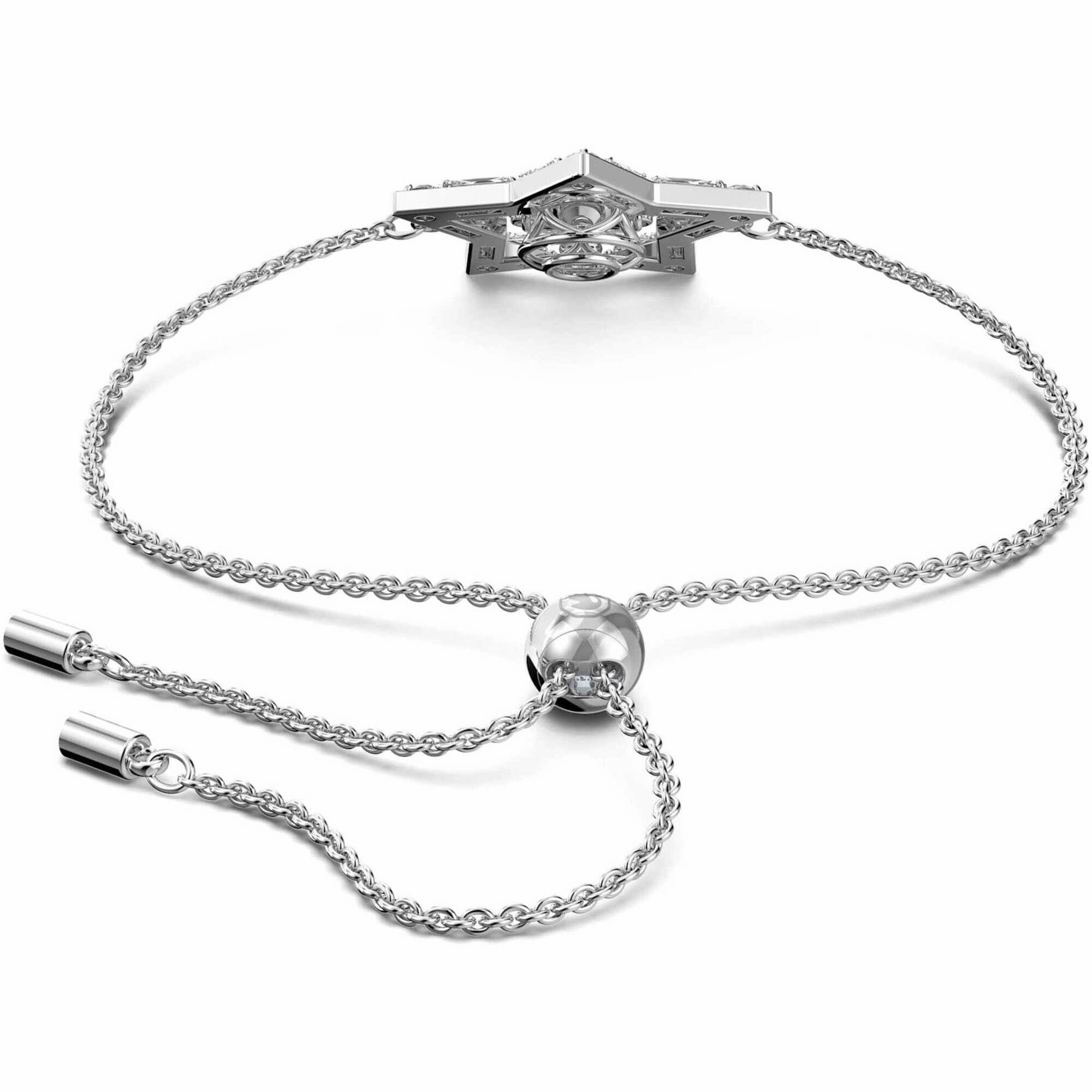 Swarovski Women's Bracelet - Stella Rhodium Plated White Crystals Star | 5617881