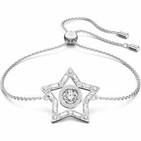 Swarovski Women's Bracelet - Stella Rhodium Plated White Crystals Star | 5617881