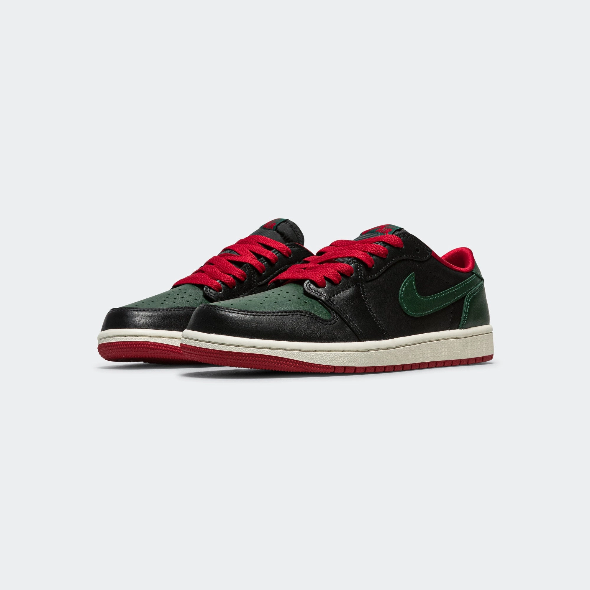 Womens Air Jordan 1 Low OG - Black/Gorge Green-Varsity Red-Sail
