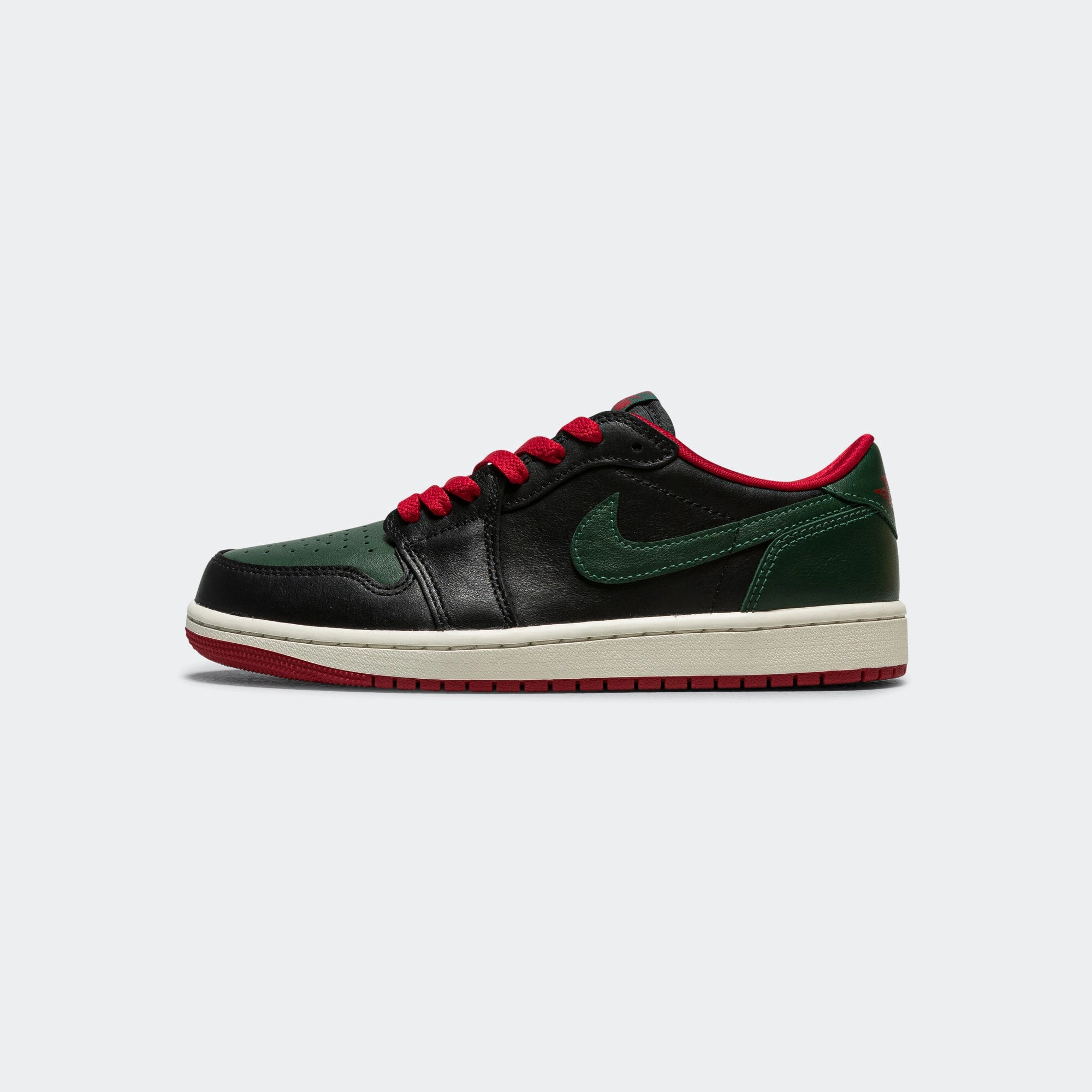 Womens Air Jordan 1 Low OG - Black/Gorge Green-Varsity Red-Sail