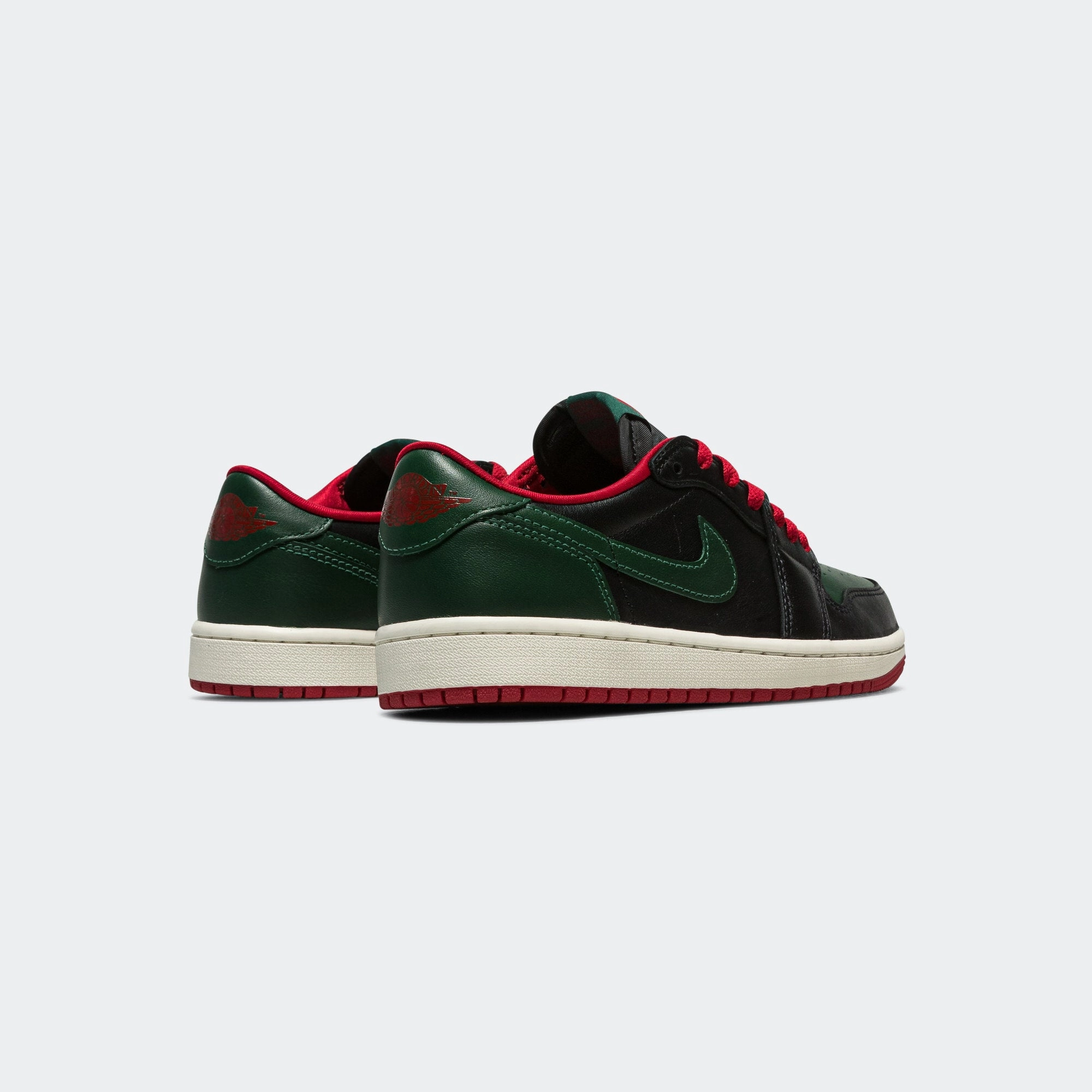 Womens Air Jordan 1 Low OG - Black/Gorge Green-Varsity Red-Sail