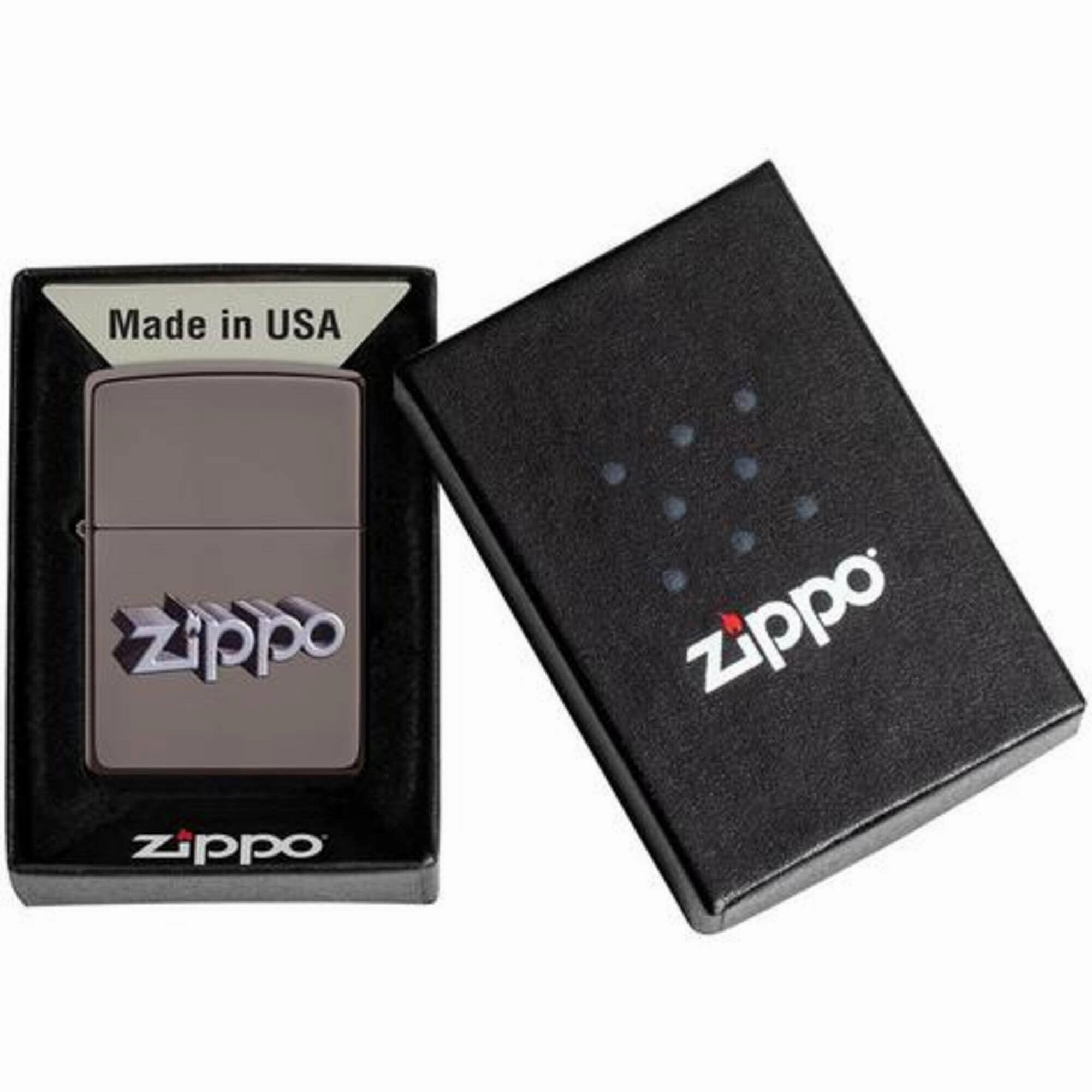 Zippo Windproof Pocket Lighter - 3D Zippo Logo Black Ice Metal | 49417
